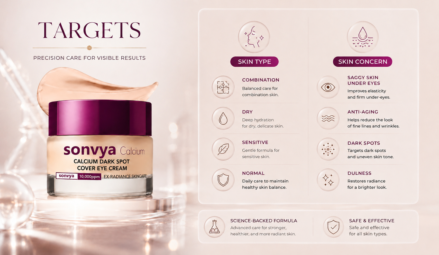 🔥LAST DAY 50% OFF!!Sonvya Korean Calcium Dark Spot Eye Cream